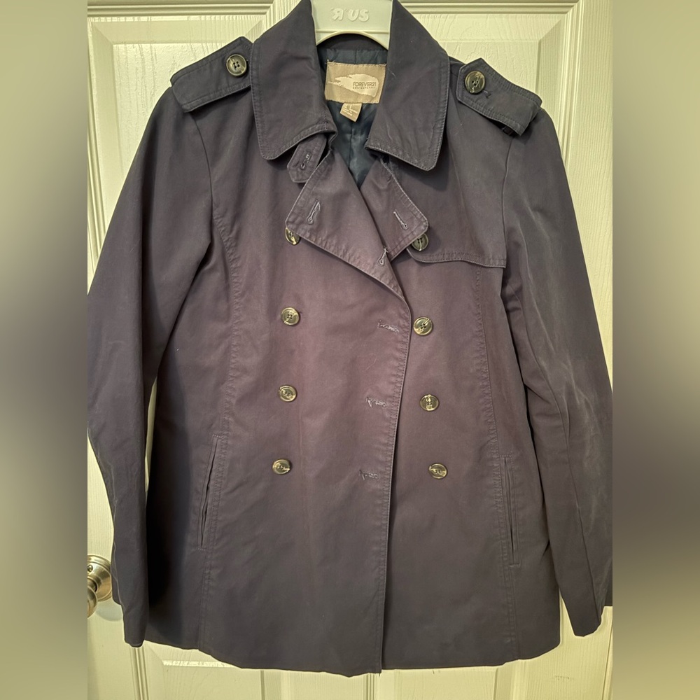 Forever 21 Dark Navy Pea/Trench Coat